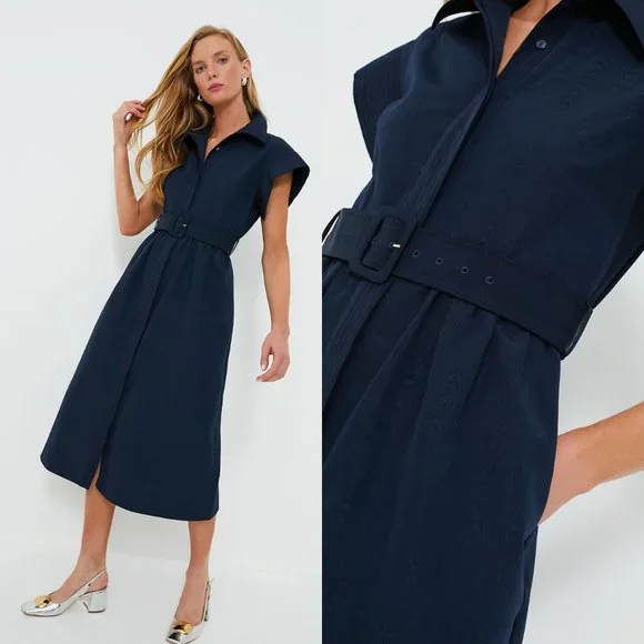 Tuckernuck | Dresses | Tuckernuck New Navy Blue Chloe Collared Belted  Classic Shirt Midi Dress Size S | Poshmark